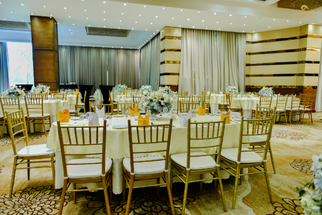 Yellow and White Banquet Setup